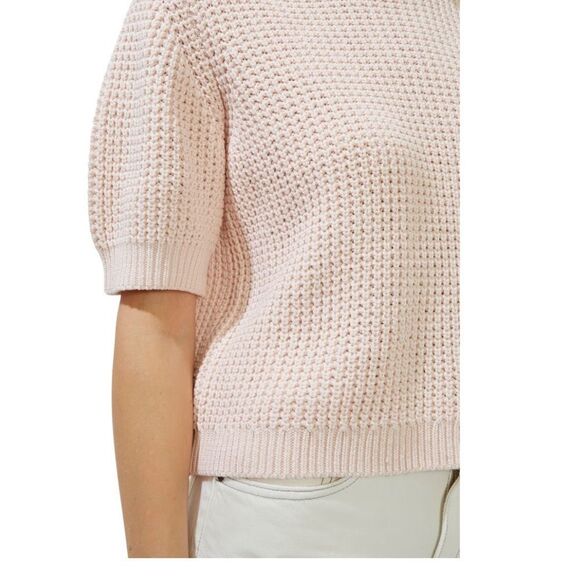 FRENCH CONNECTION Luna Short Sleeve Waffle Knit Sweater Pink, Large (10/12) NWT - Picture 4 of 13